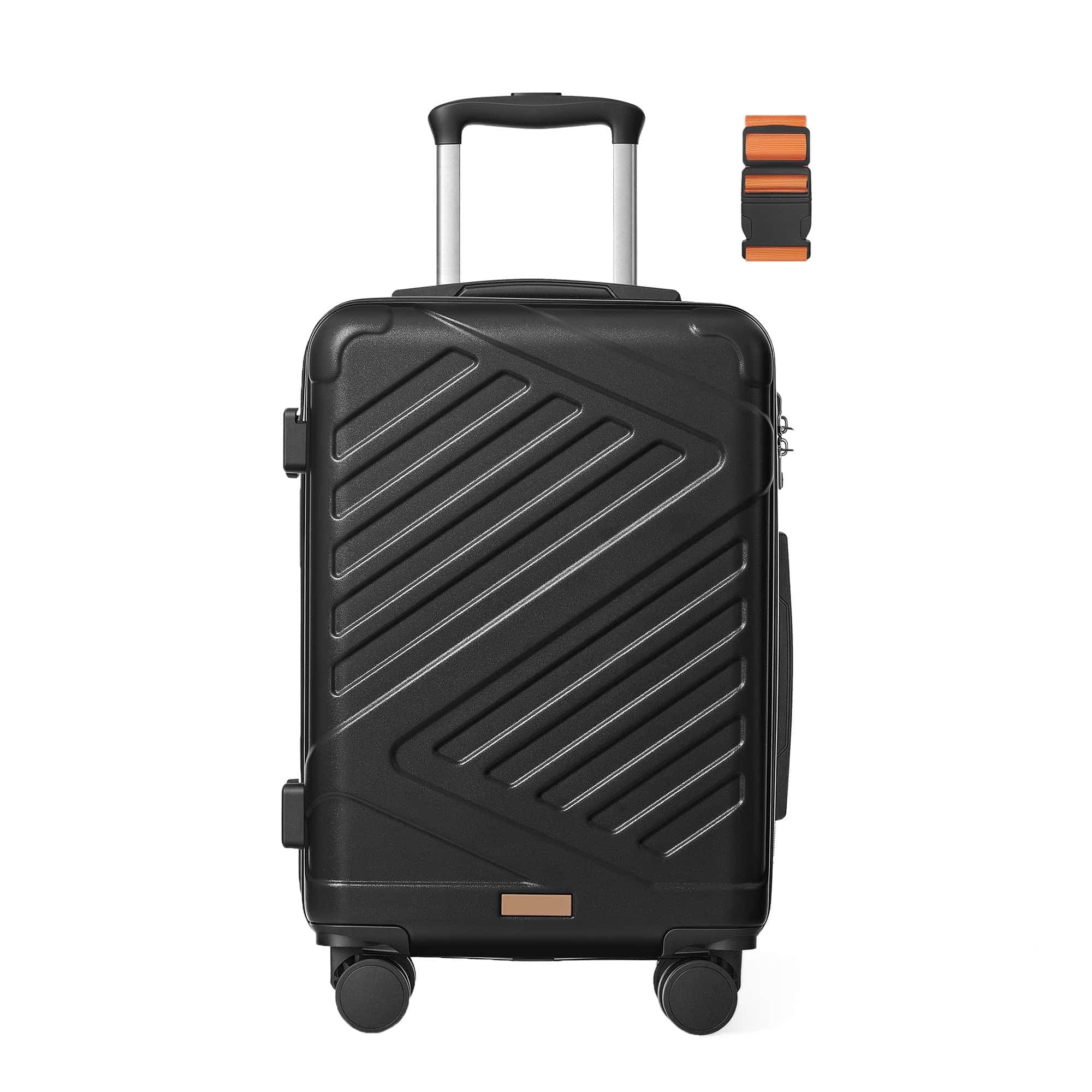 SONGMICS Hartschalen-Koffer Trolley Rollkoffer Reisekoffer Handgepäck 4 Rollen (M-L-XL-Set) (Schwarz, M)