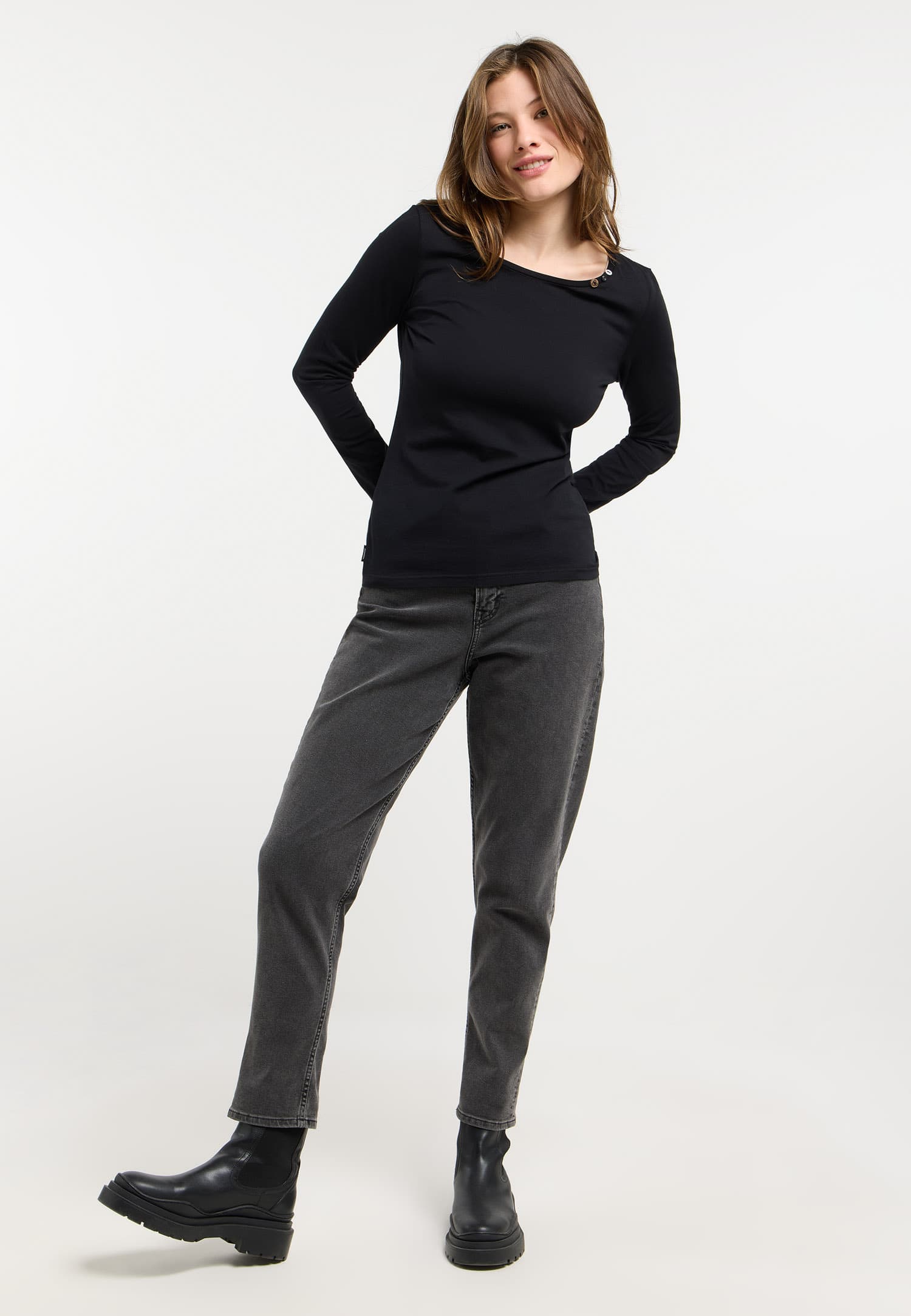 ragwear Damen Langarmshirts FLLORAH LONG GOTS black Größe XXL