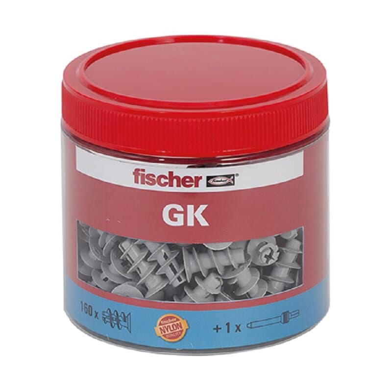 fischer Trockenbau Gipskartondübel GK aus Nylon inkl. Setzwerkzeug - 160 Stück