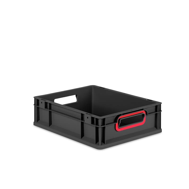 Eurobox NextGen 2.0 Cycle anthrazit offene Griffmulden mit Farbring rot - 400x300x120mm