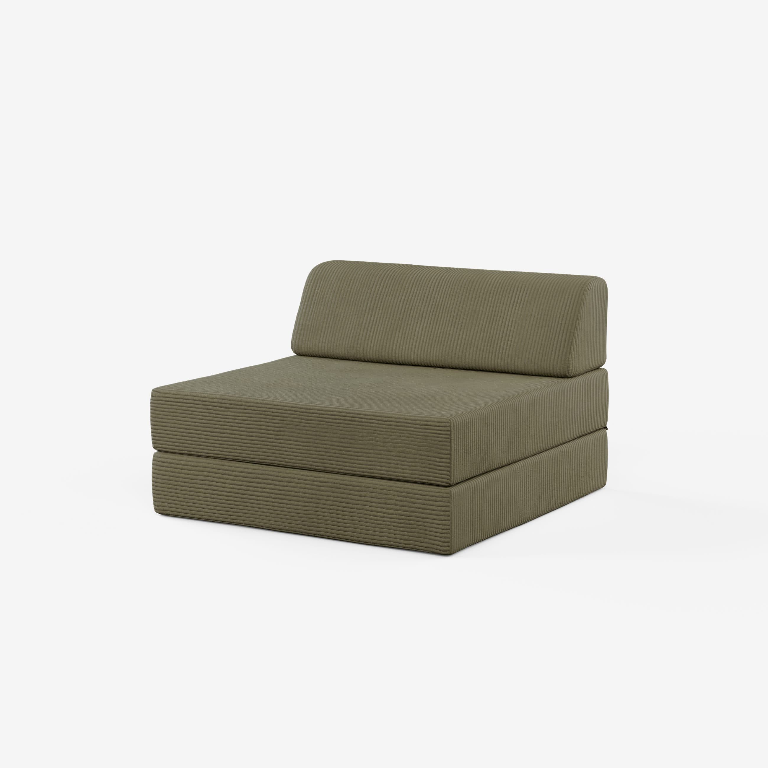 Levi Modularer Sessel mit Schlaffunktion 01 RAL5002 – Ultramarinblau Teddy-Cord – Olivgrün