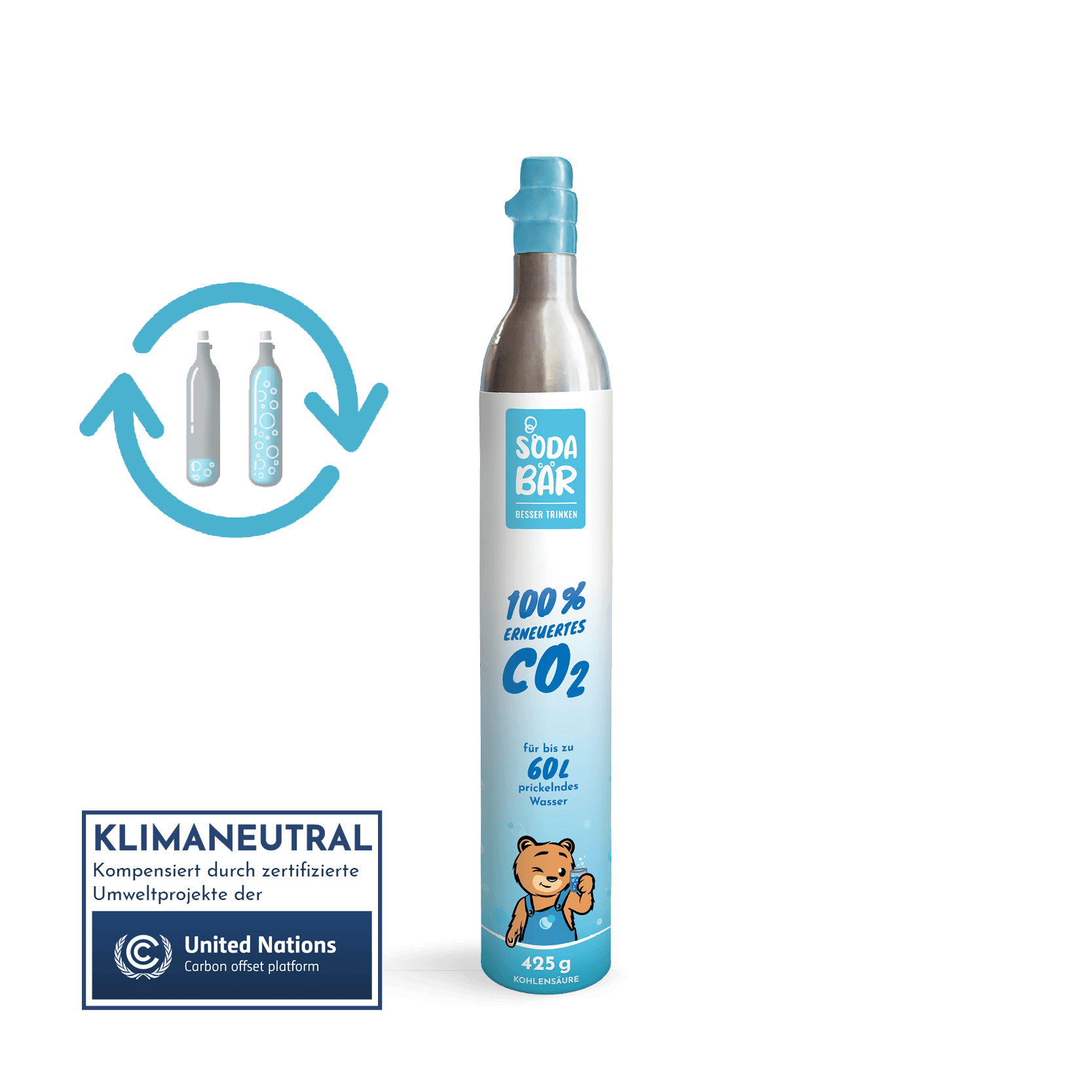 CO2-Tauschzylinder Kohlensäure FÜLLUNG 425g (60 l)