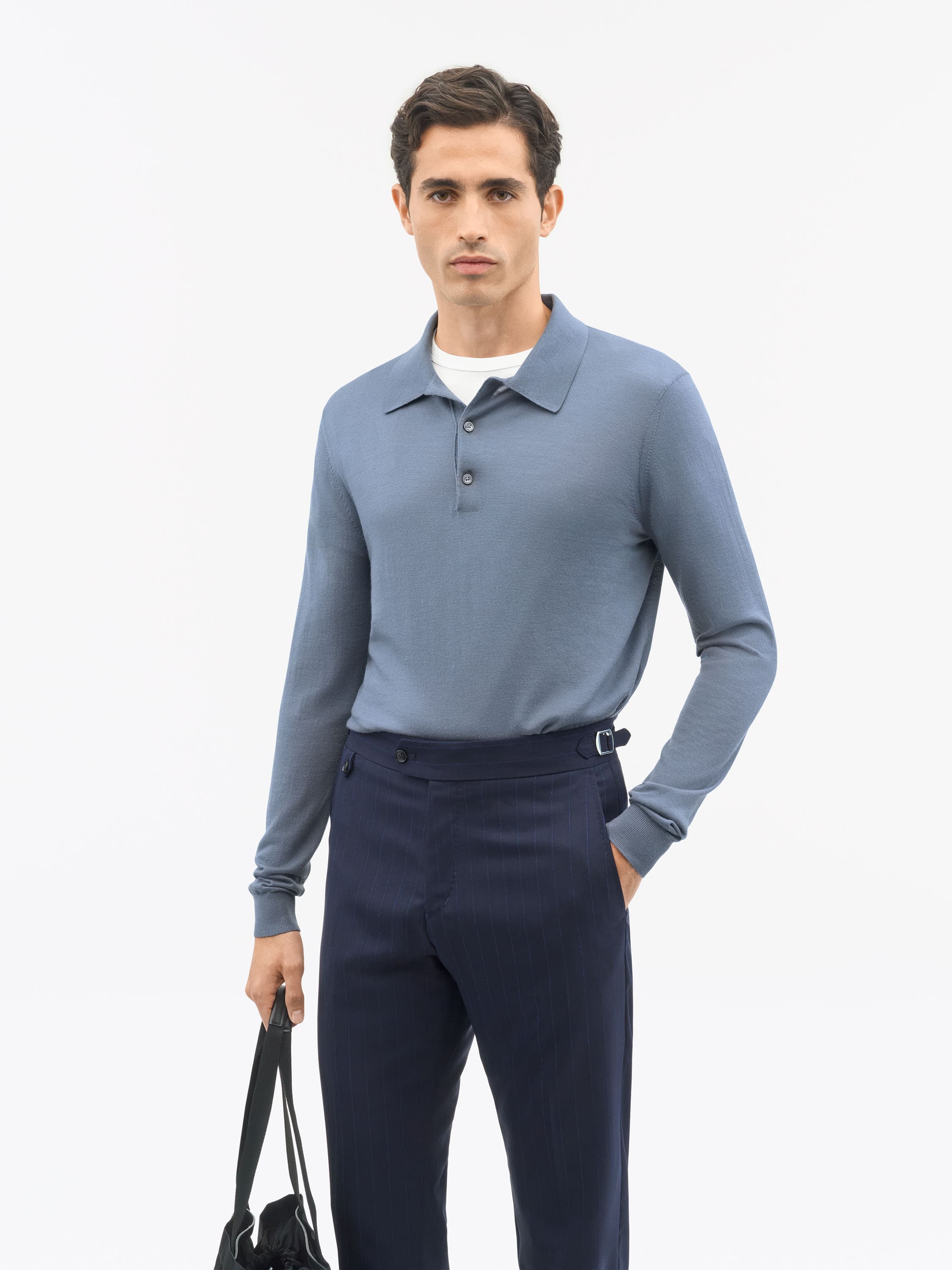 Tiger of Sweden Polohemd aus Merinowolle, Dull Blue, L für Männer