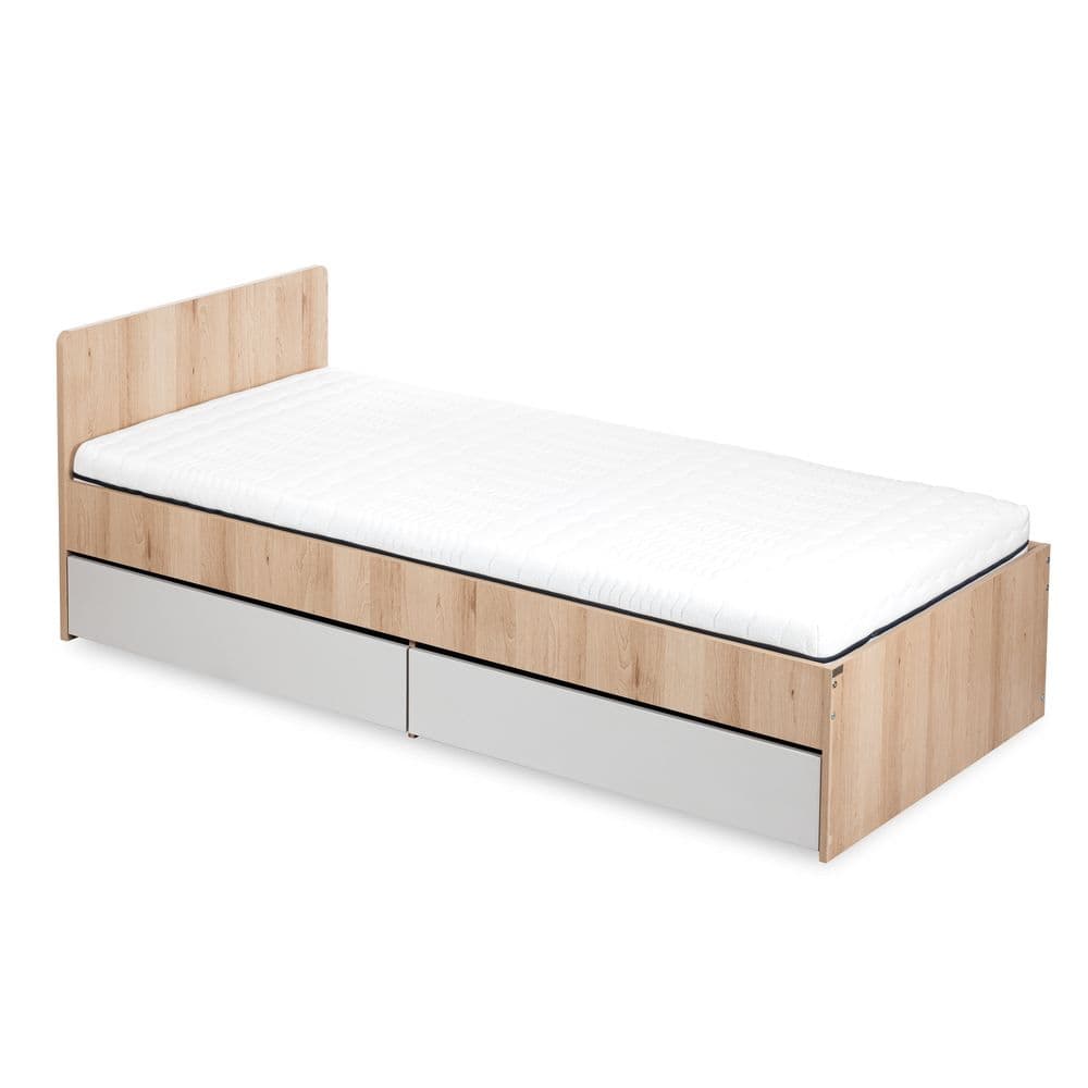 Kinderbett 90x200 AGIRA mit Schublade - Buche / Grau