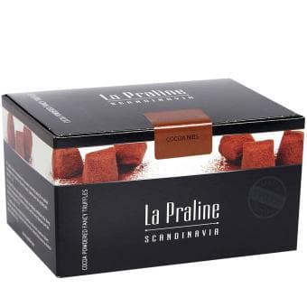 La Praline Scandinavia Truffles Cocoa Nibs 200g - Schokoladenganache - Kakaonibs - Zartschmelzend - Kakaopulverüberzug - Intensiver Pralinen mit