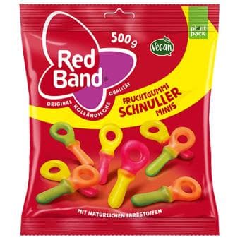 Red Band Fruchtgummi Schnuller Minis 500g - Mini-Fruchtgummi-Schnuller - Natürliche Farbstoffe - Zweifarbig - Fruchtig - Klassiker. mit natürlichen