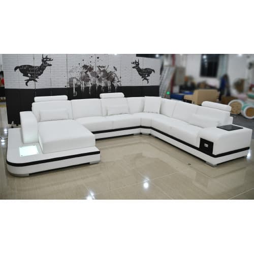 Design Ledersofa Sofa Modernes Polster Leder Ecksofa Couch Textil Wohnlandschaft