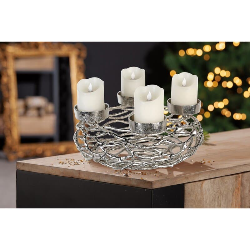 Gilde - Adventsleuchter Twigs - Antik Silber
